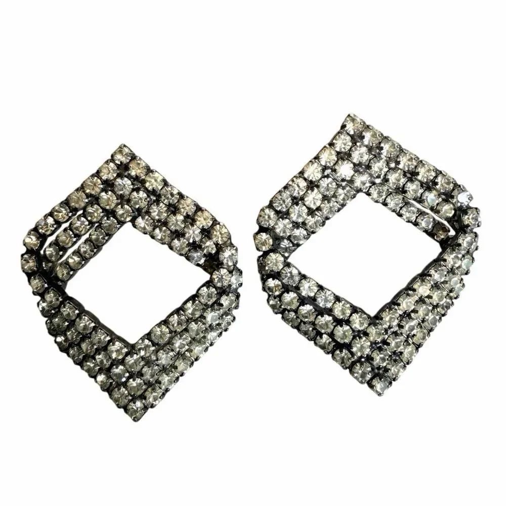 Vintage Rhinestone Geometric Earrings